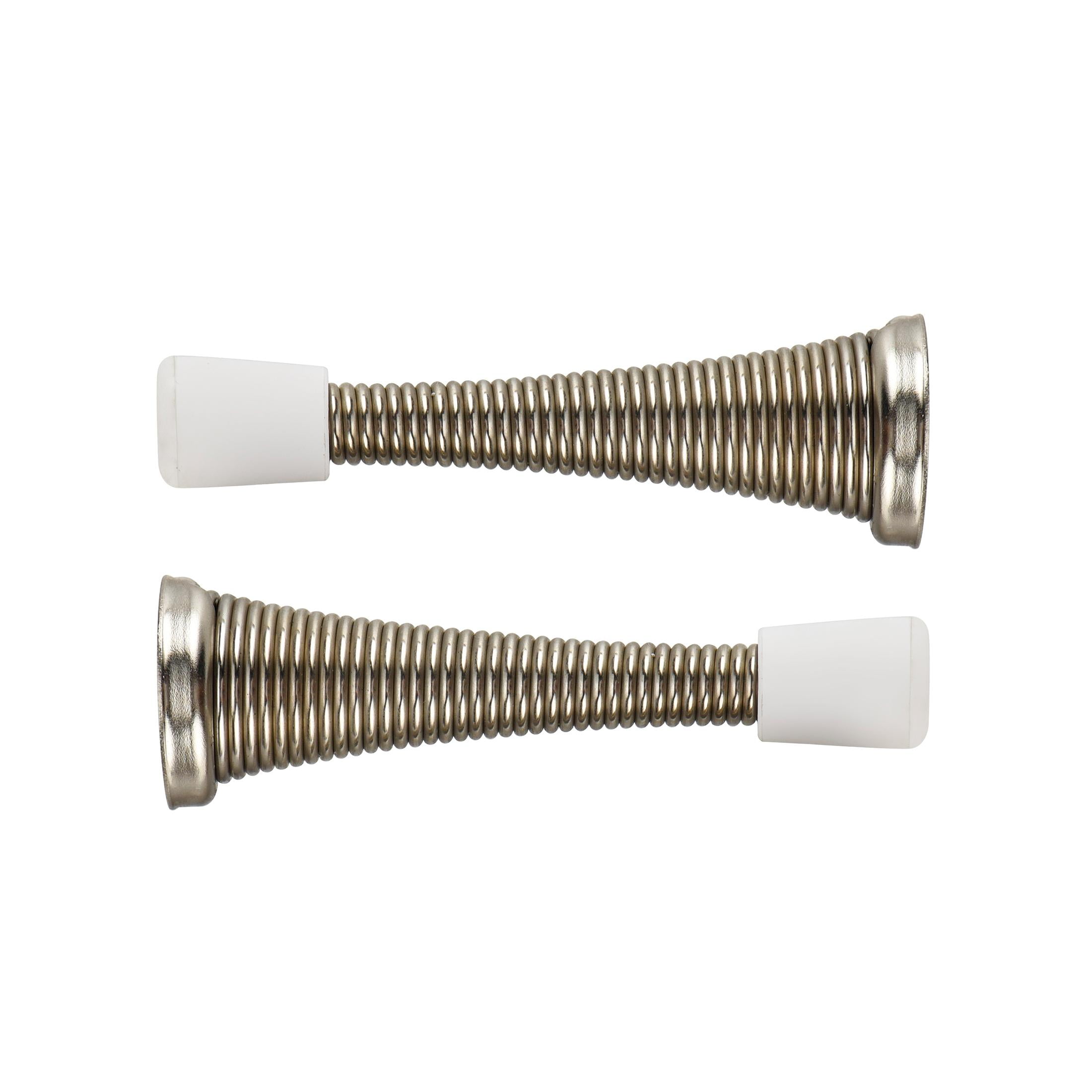 (2 pack) Hyper Tough New Spring Doorstop, Satin Nickel, 2 Pack, 0.795 X 2.9 X 0.795 inch