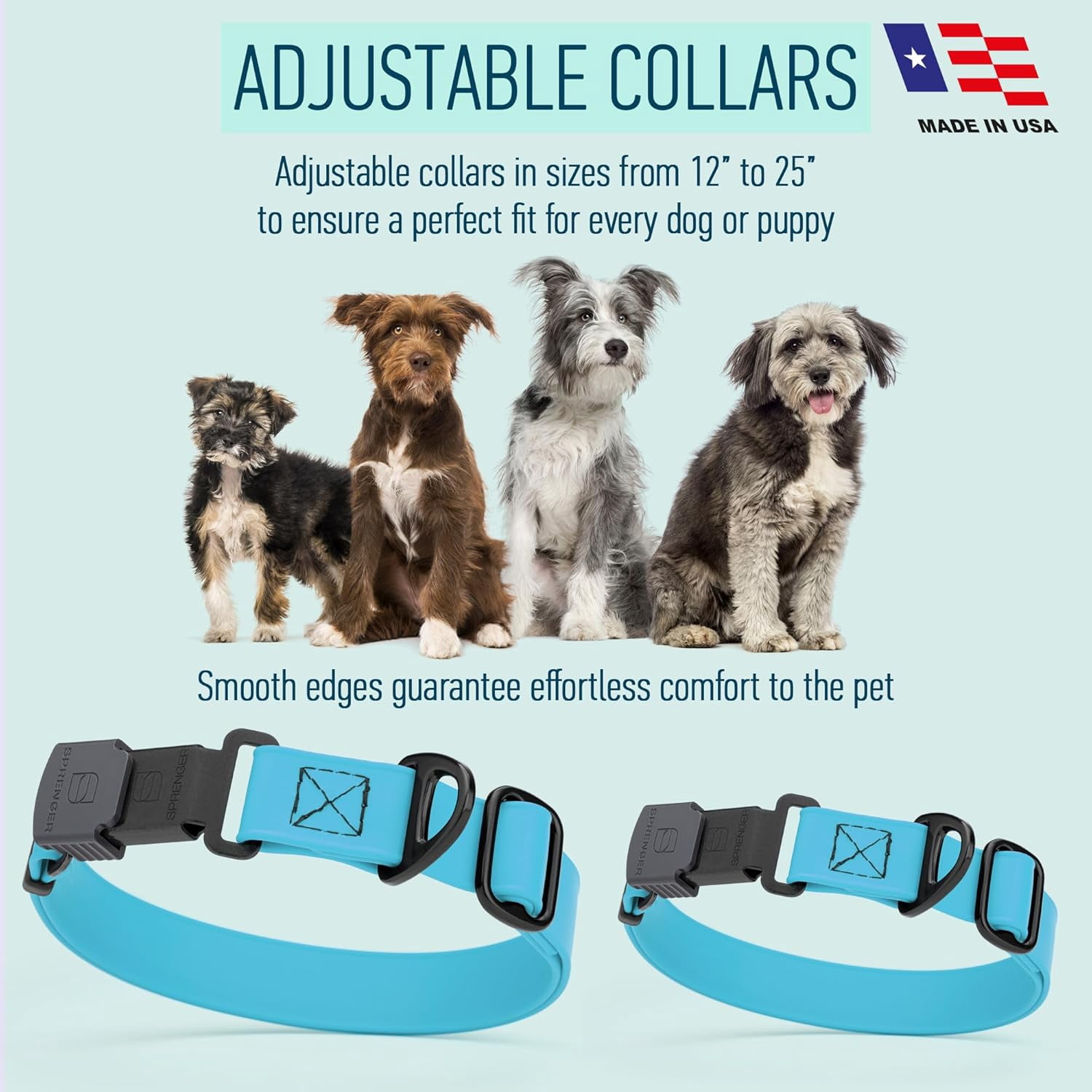 Waterproof Dog Collar with  Stainless Steel Quick Release Buckle – Heavy Duty Tactical Durable Collar for Dogs – Comfortable and Safe Pet Collar W1 L 15-25"