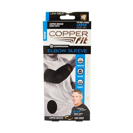 - Original Recovery Elbow Sleeve, Black with Copper Trim, Medium, The original copper-infused elbow sleeve designed for maximum comfort and mobility By Copper Fit