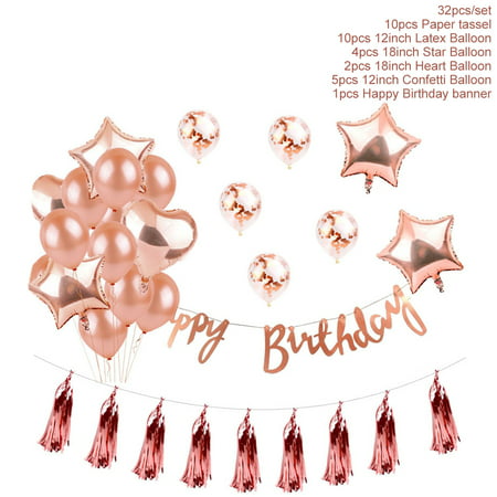 Outgeek Party Decoration Set Assorted Types Rose Gold Latex Balloons Foil Balloons Party Supplies for Wedding Birthday Christmas Party