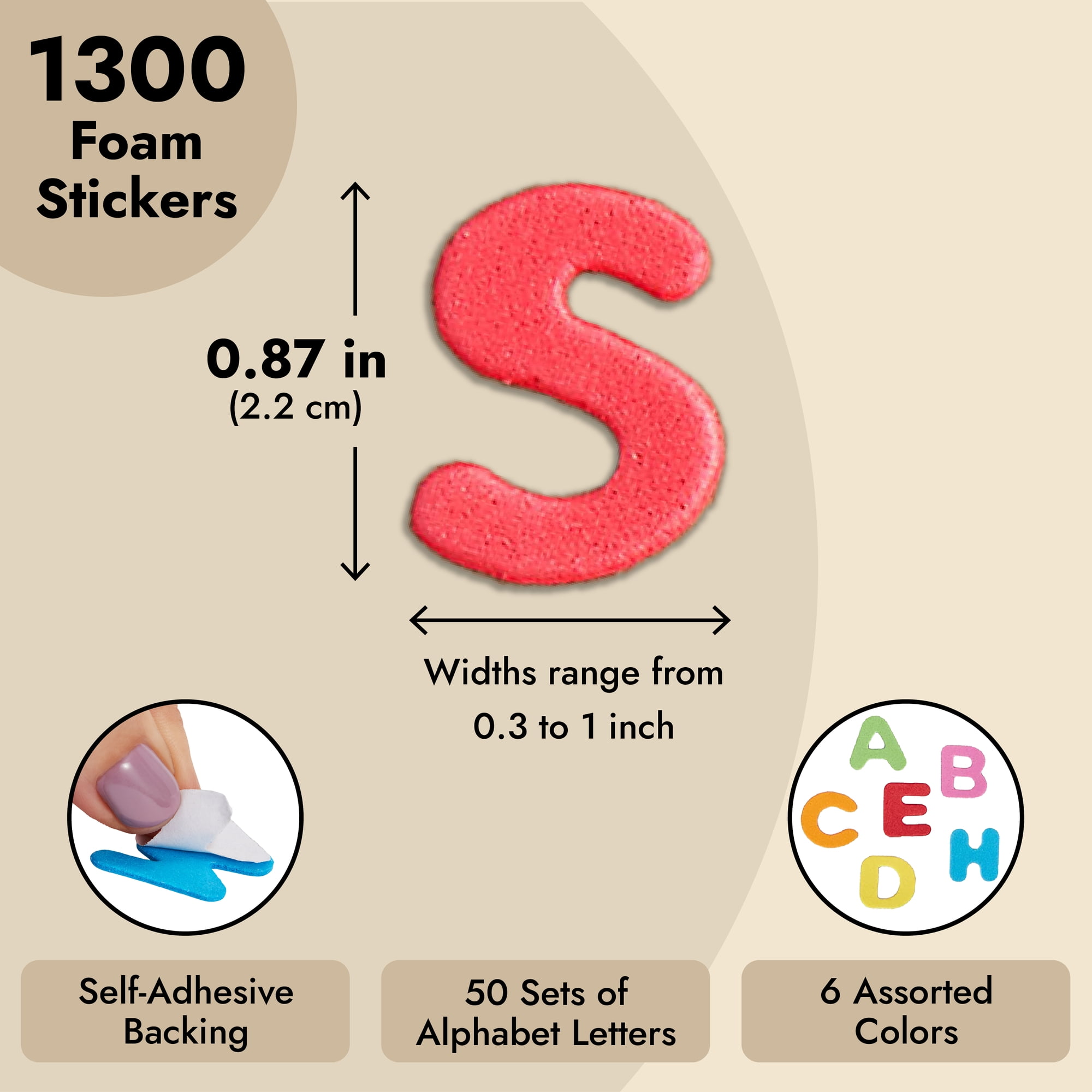  5 Self Adhesive Alphabet Stickers Foam Sticker Card