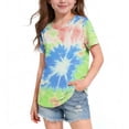 thumbnail image 1 of Blusas y camisas de manga corta con cuello redondo Camiseta estampada de manga corta para niños Cuello redondo Media manga Casual Versátil Top de poliéster para niñas, 1 of 5