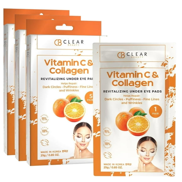 Parches para Ojos Clear Beauty con Vitamina C y Colágeno, Paquete de 3