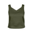 thumbnail image 6 of Women's Satin V Neck Wide Strap Tank Tops Solid Color Loose Casual Shirts For Work Party And Vacation, 6 of 6