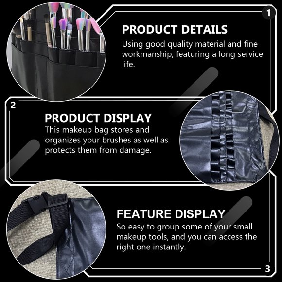 FENGGUIQU 1Ud Estuche Negro Para Brochas De Maquillaje Con Trabajo Fino Y Protección Daños
