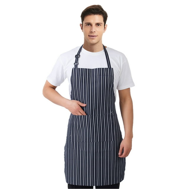 TOPTIE Tablier à Rayures Craie Réglable avec Deux Poches-Rouge Blanc-TG