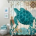 Ikfashoni Nautical Sea Turtle Shower Curtain, Tropical Ocean Beach