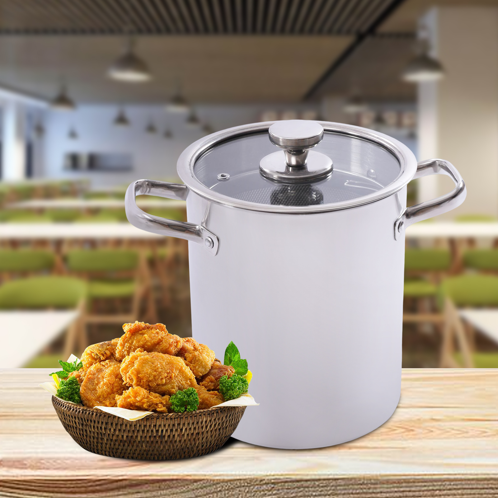 Frying Pot with Lid and Basket, Stainless Steel Deep Frying Pan, Fryer