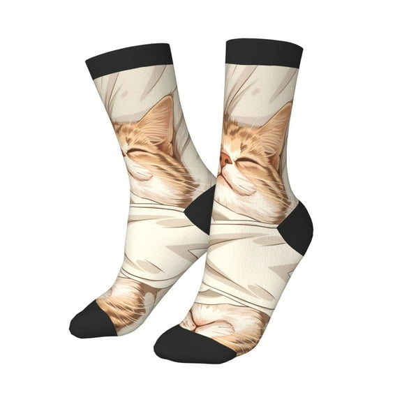 Kids Girls Boys Socks - Sleeping Cat In Blanket Comfort Breathable Crew Socks for Boys Girls Kids, Soft Athletic Running Socks for Boys Socks 6-10 Years Old