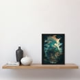 thumbnail image 2 of Japanese Blue Dragon over Temples Concept Art Painting Green Orange Blue Azure Mythical Creature Guardian Spirit Lush Forest Landscape Artwork Framed Wall Art Print A4, 2 of 3