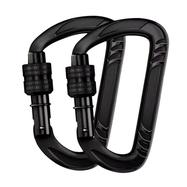 Mosquetón de bloqueo con clip para llavero, accesorio para llavero, resistente, multifunción. Negro