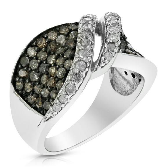 Vir Jewels 1.55 CTTW Champagne and White Diamond Ring for Women in .925 Sterling Silver Round