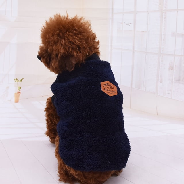 Xihbxyly Ropa para Mascotas, Chaleco Polar Doble, Abrigo Cálido para El Invierno, Diseño Elegante, Cómodo y Fácil de Usar, Actividades Al Aire Libre, para Perros y Gatos, Talla L, 30 Cm de Largo, 43