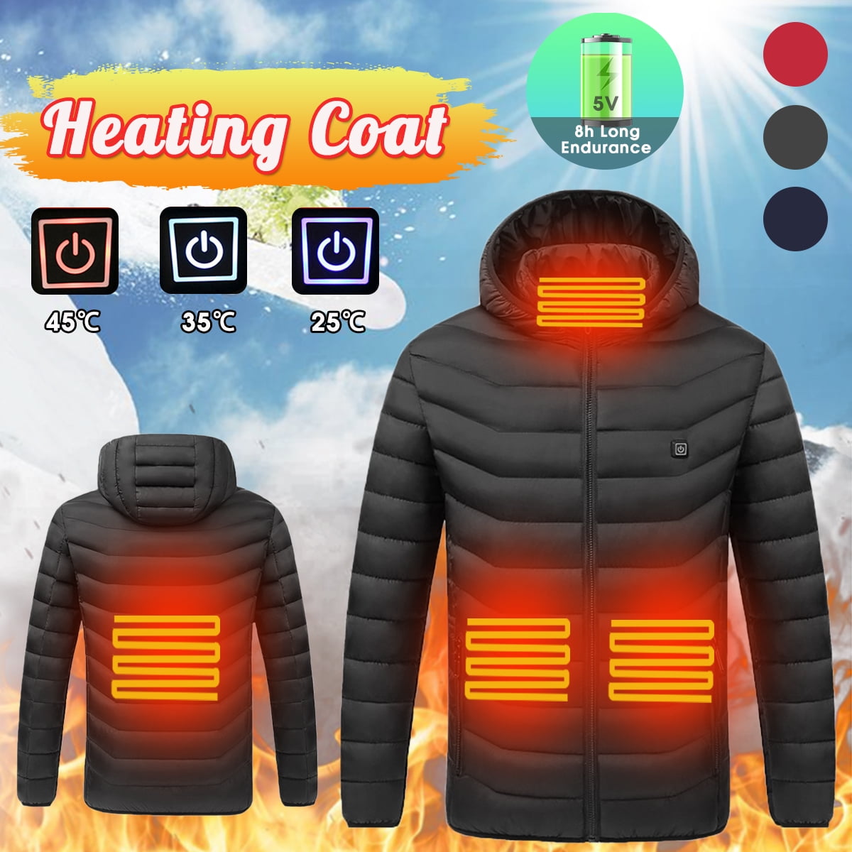 Fashion Men Women Heated Jackets Vest Down Cotton Coat USB Heated