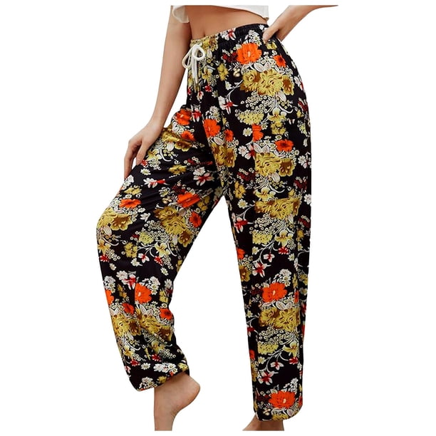 WILLBEST Pantalones Casuales elegantes para Mujer, Pantalones Harén de Cintura Elástica a La Moda con Bolsillo, Pantalones Holgados y Cómodos con Estampado para Uso Diario. Chica