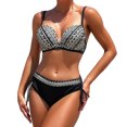 thumbnail image 1 of Gibobby Trajes de Baño para Mujer Bikini estampado de cintura media para mujer Trajes de baño sexy push up de dos piezas Traje de baño vintage Conjunto d(Negro,G), 1 of 4