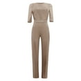 thumbnail image 4 of Wdgfv Sequin Jumpsuits for Women Dressy Summer Casual Short Sleeve Cocktail Club party Wide Leg Romper with Pockets Beige XXL, 4 of 7