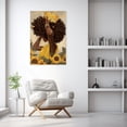thumbnail image 3 of ZHONGYUTONG African American Wall Art Woman Canvas Afro Black Girl Sunflower Pictures Queen Yellow Flowers Painting Wall Decor Framed (12.00" x 18.00"), 3 of 5