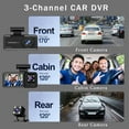 thumbnail image 5 of Tgbvmt 3 Channel Dash Cam 1080P + 480P, Front, Inside, and Rear Cameras with Super Night Vision, Parking Mode, Motion Detection, Loop Recording, WiFi App Control for Vehicle Safety, 5 of 7