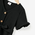 thumbnail image 2 of PatPat Mommy and Me Dresses Family Matching Outfits Mother's Day 100% Cotton Button Front Solid V Neck Ruffle-sleeve Belted Dresses Toddler Girl 2T Black Dress, 2 of 13