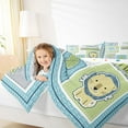 thumbnail image 4 of Homewish Hawaii Coconut Tree Safari Crocodile Lion Green Gray Patchwork Plaid Full Comforter Set, Reversible Ultra Soft Kids Bedding, 3pcs, 4 of 8