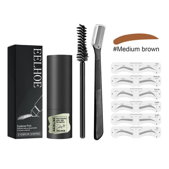 POINTERTECK Eyebrow Stamp Reusable Natural Brow Powder Stencil Kit for Makeup