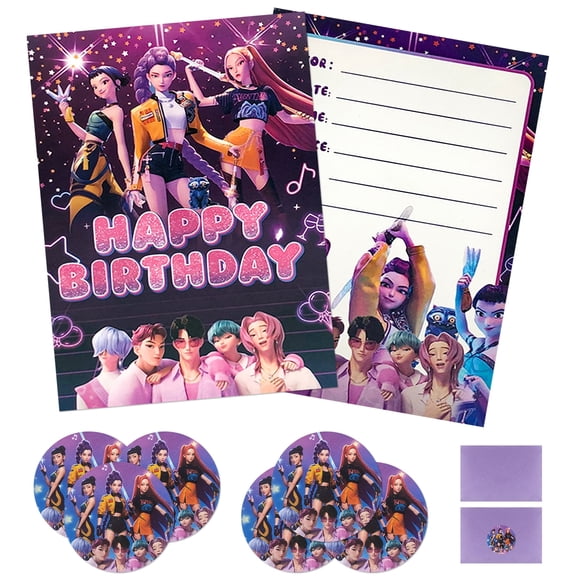 K-Pop Party Invitations, Birthday Invitations, With Envelopes and Invitation Envelope Stickers,20 Invitations Per Card