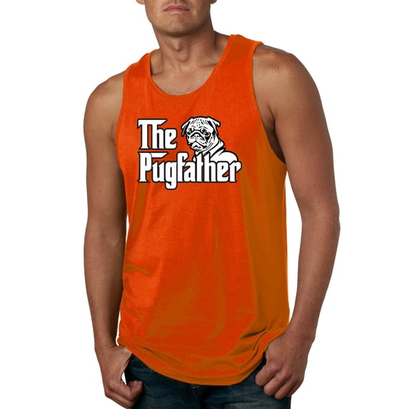 Wild Bobby,The Pugfather Funny Godfather Movie Logo Pug Parody, Father's Day, Men Graphic Tank Top, Orange, Large