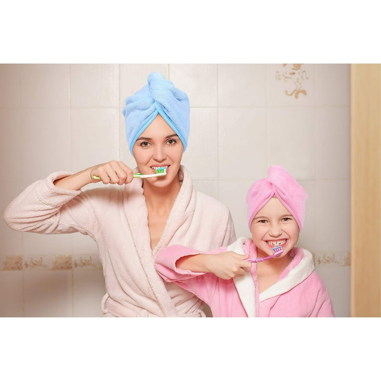 YoulerTex Microfiber Hair Towel Wrap for Women 2 Pack 10 inch X 26 inch Super Absorbent Quick Dry Hair Turban for Drying Curly Long Thick Hair Blue Walmart