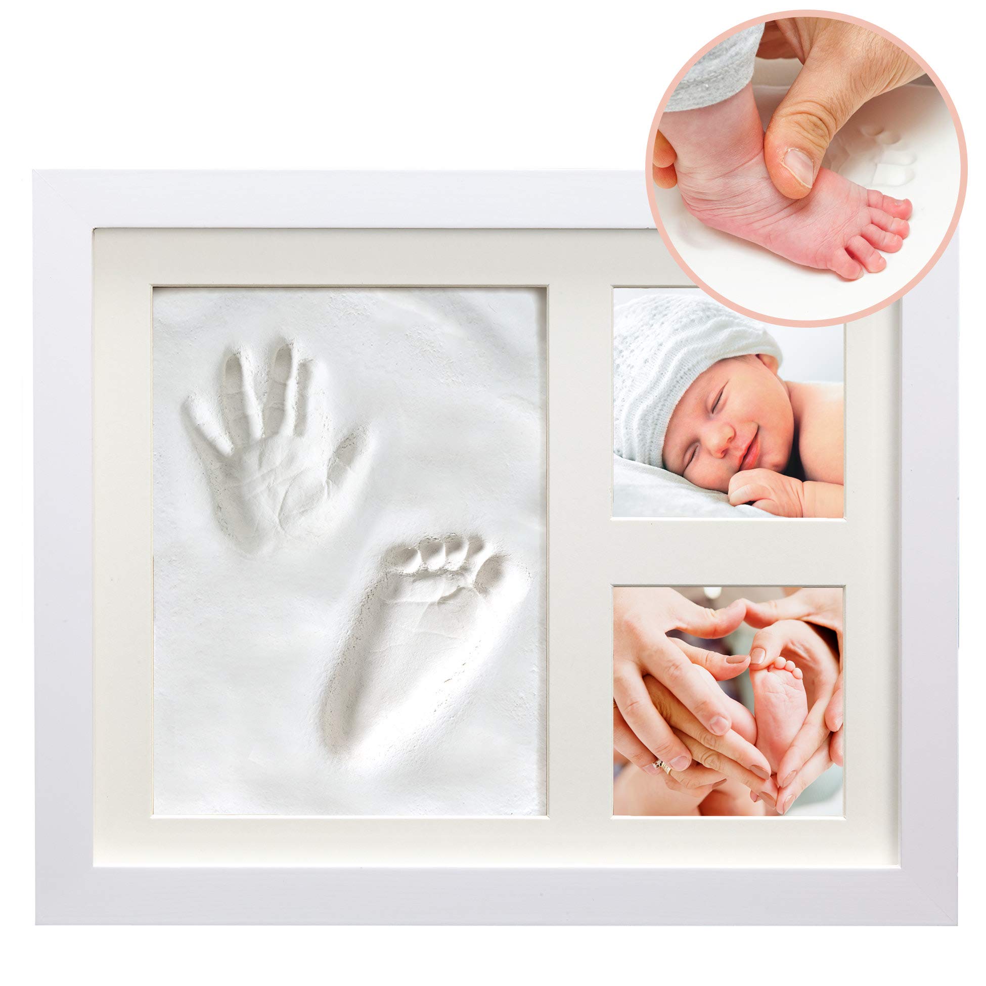 White Clay Hand/Footprint Photo Frame for Babies, Kids, and Pets