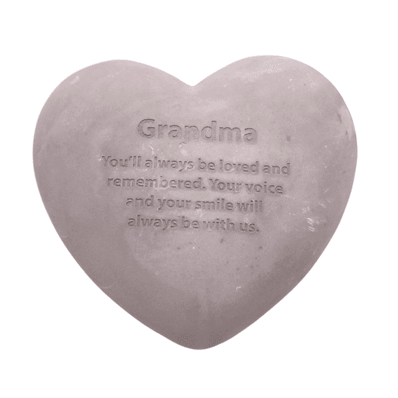 Wowser Brands Grandma Heart Memorial Stone, Gray Heart Shaped Remembrance Garden Grave Marker, 6 in