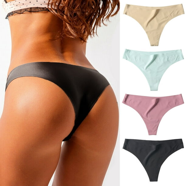 Women's Ice Silk Tongs Sexy Seamless Underwear Ultra Thin Fast Drying  Panties 