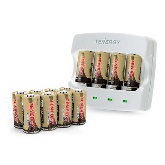 Tenergy 4-Slot RCR123A Charger + 12-Pack RCR123A Batteries (ARLO Certified)