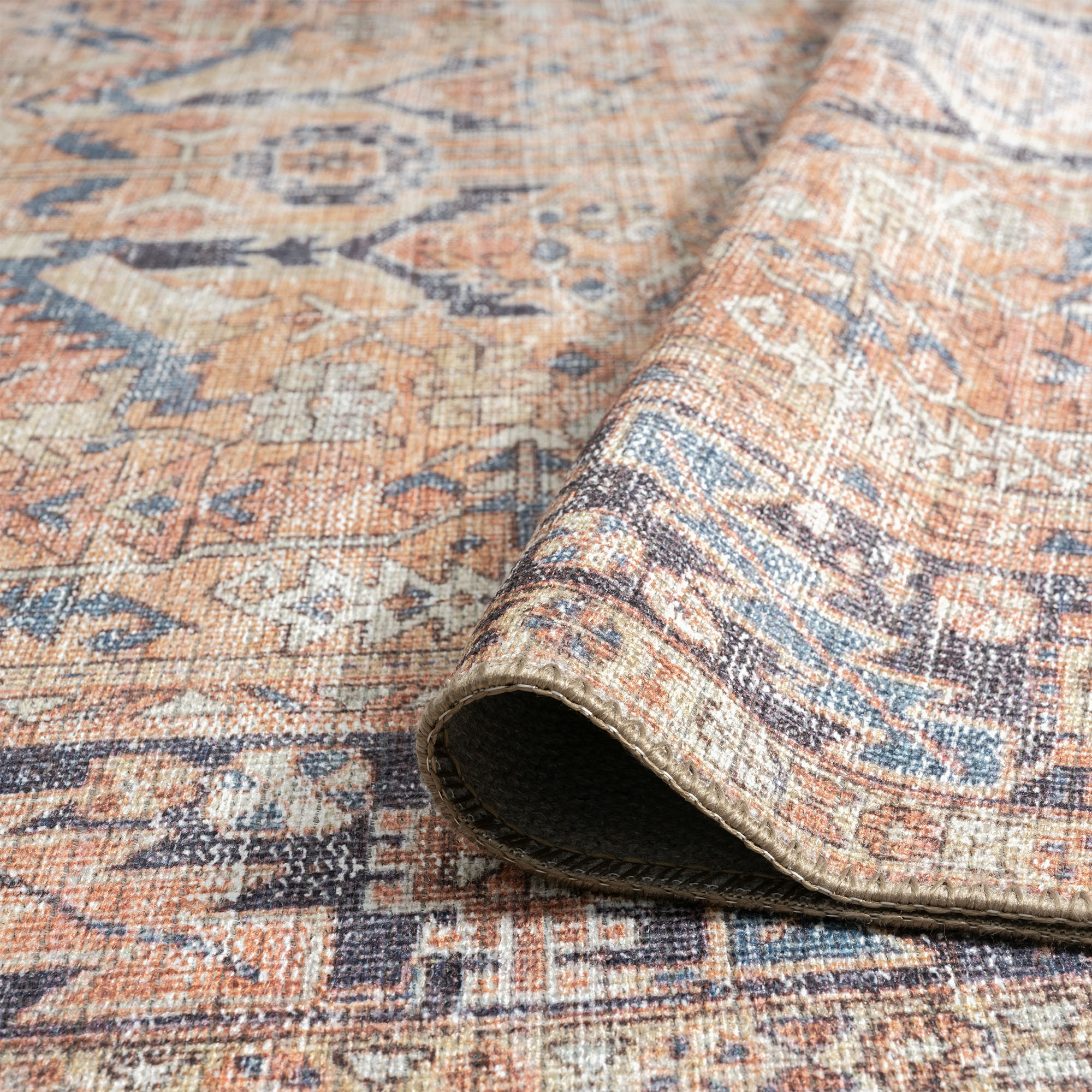 Traditional 5x7 Area Rug (5'3'' x 7'3'') Persian Rust, Beige Living Room Easy to Clean Machine Washable
