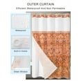 thumbnail image 2 of No Hook Cloth Fabric Shower Curtain with Snap in Liner, Boho Orange Waterproof Shower Curtains Set with See Through Top Window, Country Style Bohemian Floral Retro Tribal Bath Curtains Shower 72"x96", 2 of 6