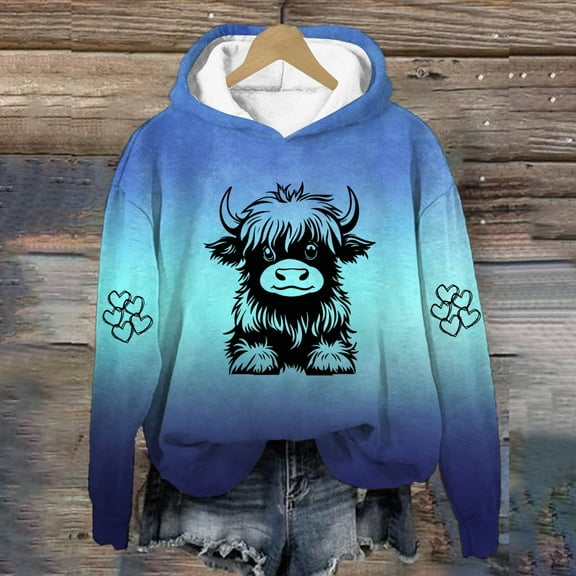 JUSLIO Womens Sweatshirts Hooded Graphic Hoodies Long Sleeve Casual Comfortable Everyday Sweatshirts