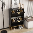 thumbnail image 3 of IQCNGVX Modern Fluted Shoe Cabinet with 2 Flip Drawers, 3 of 7