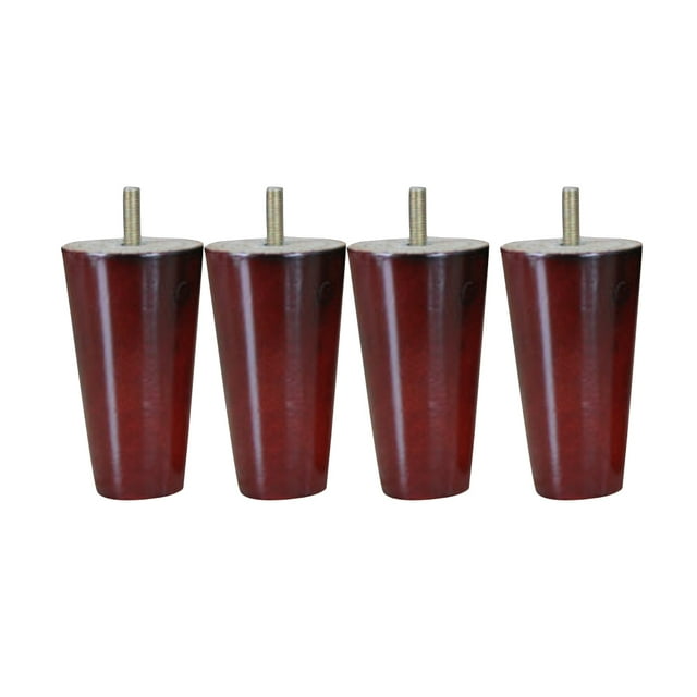Ensemble de 4, Pieds de Meuble en Bois pour Sofa, Canapé, Ottoman, Table Basse pour Fabriquer des Meubles Pieds Fuselés Robustes - Rouge 10 cm H