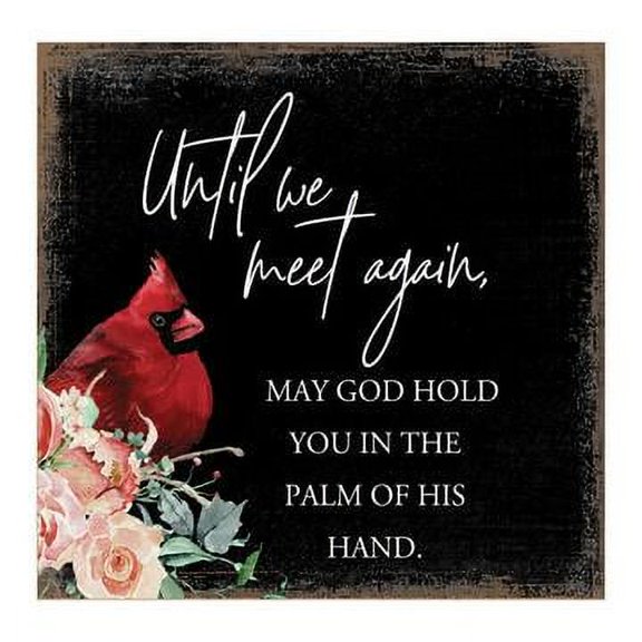 Lifesong Milestones Modern Memorial 6x6 Wooden Plaque Sign Until We Meet Agian Tabletop Family Home Decoration | Black
