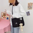 thumbnail image 3 of Bolsa bandolera de lona de hombro para estudiante Kawaii (colgante de oso negro caqui) Likrtyny Para Estrenar, 3 of 9