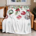 thumbnail image 4 of Christmas Balls Throw Blankets, Vintage Watercolor Floral Evergreen Soft Fleece Blanket Decorative for Home Sofa Couch Chair Living Bedroom, 40x50 inches, White, 4 of 8
