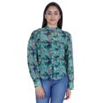 thumbnail image 1 of Moomaya Full Sleeve Sheer Top For Women Formal Shirt Printed Tunic, 1 of 9