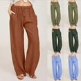 thumbnail image 2 of Tumotour Women's Casual Trousers Solid Drawstring Waist Long Pants With Pocket, 2 of 7