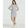 thumbnail image 2 of 3 Pack: Women's Ribbed Knit Short-Sleeve V-Neck Swing T-Shirt Casual Dress (Available In Plus), 2 of 6
