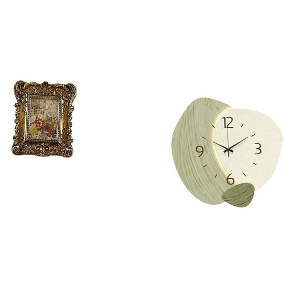Marco de fotos,Marco de fotos retro Marco de fotos de mesa vintage,Marco de fotos adornado para colgar en la pared,decoración del hogar,Reloj de pared,Reloj de pared silencioso Reloj de pared