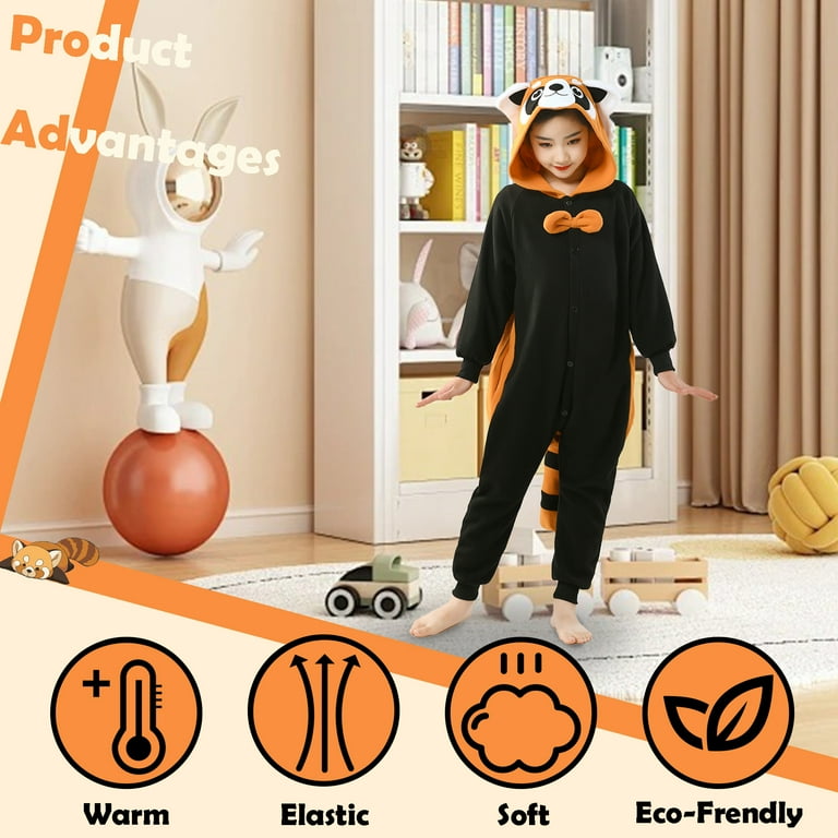 Red Panda Onesie Kids CANASOUR Animal Cosplay Pajamas Christmas
