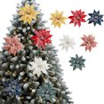 thumbnail image 1 of Artificial Flowers Red Velvet Christmas Tree Decorations, Green Ice Crystal DIY Holiday Ornaments, Premium Quality Silk Plants, Festive Home Decor, Large Quantity Set, Easy Assembly, For Living, 1 of 8