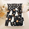 thumbnail image 5 of Homewish Halloween Floral Ghost Bed Sheets,Wild Autumn Flower Pattern Full Size Sheets,Black Cream Orange,4-Piece,1 Flat Sheet,1 Fitted Sheet and 2 Pillowcases, 5 of 6