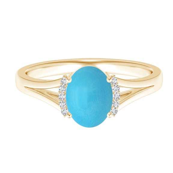 Art Deco 1 Ctw Oval Turquoise 925 Sterling Silver Yellow Plated Engagement Ring