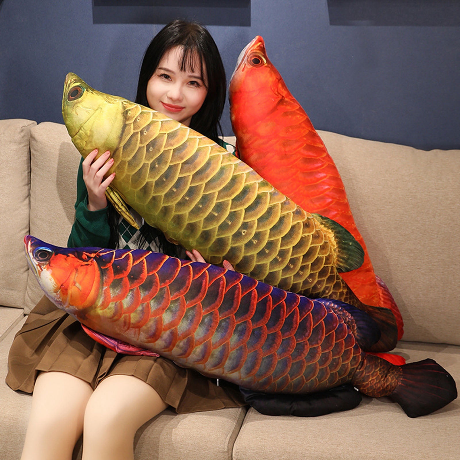 30cm 2 Réaliste Koi Poisson En Peluche Jouets En Peluche Doux Poisson Poupee Doux Koi Oreiller En Peluche Poisson Rouge Coussin Jouets Pour Chat